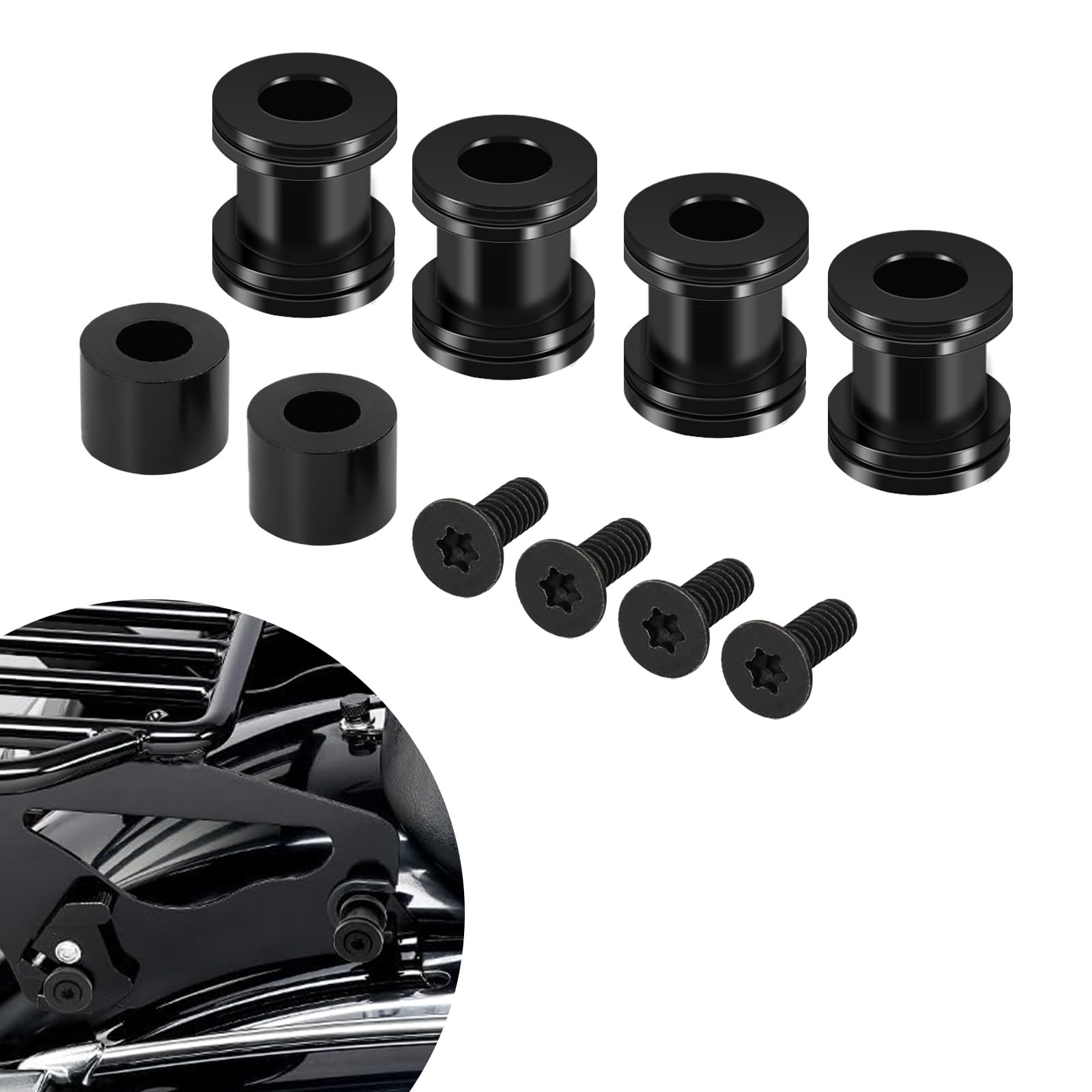 Motorrad 4 Docking Hardware Kits Motorrad Docking Points Sissy Bar Gepäckträger Für Touring Street Glide Electra Glide Road Glide Road King 2009-2024 Schwarz