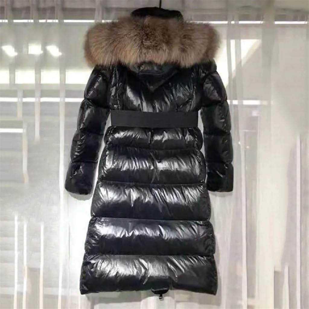 Women's Winter Super Warm Hooded Down Jacket Long Sleeve Mid-Length Thickened Coat