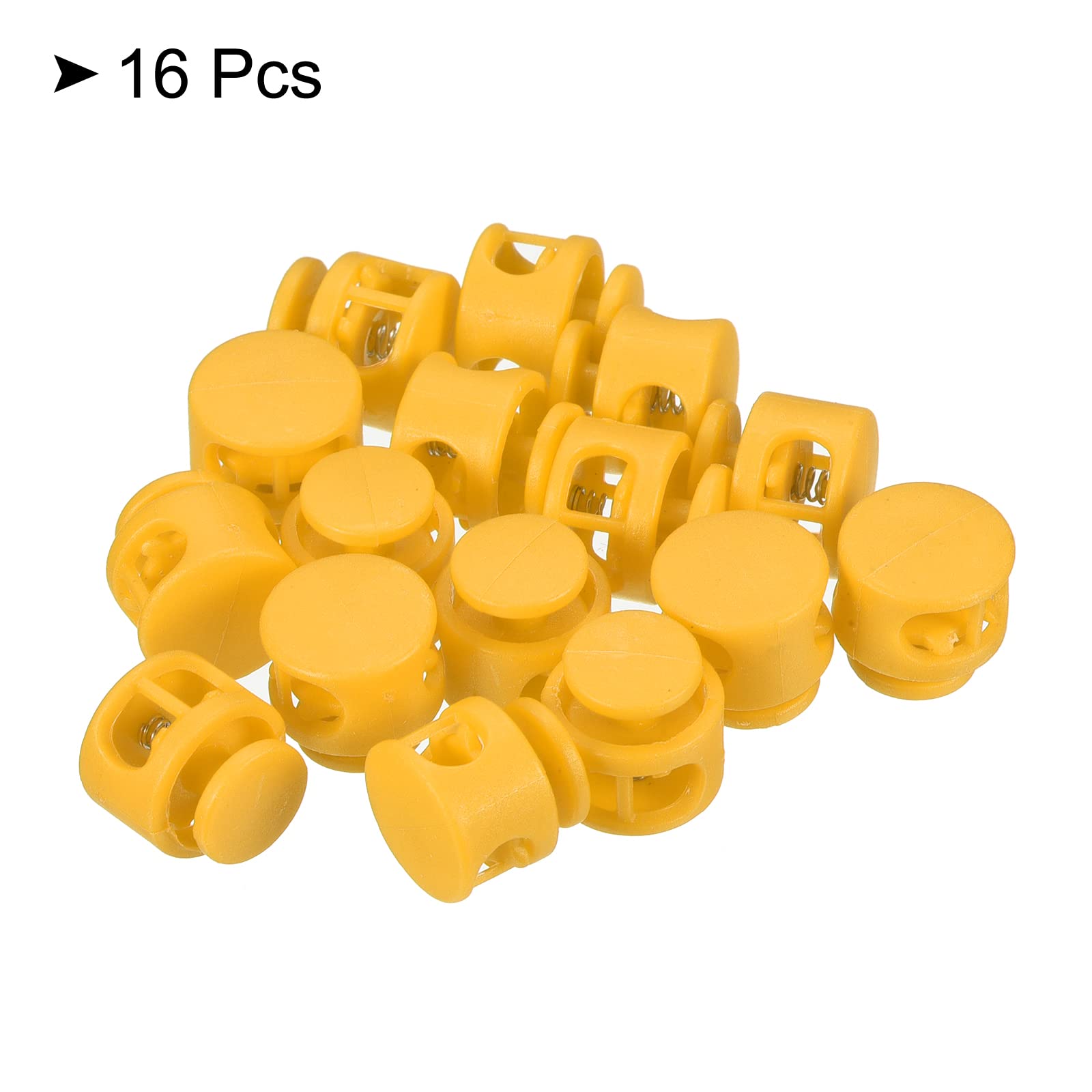 PATIKIL 0.7" Dia Cord Locks, 16 Pack Round Double Hole Stopper Elastic Cord Fastener Slider for Drawstring Bag Clothing Shoes Yellow - Image 3