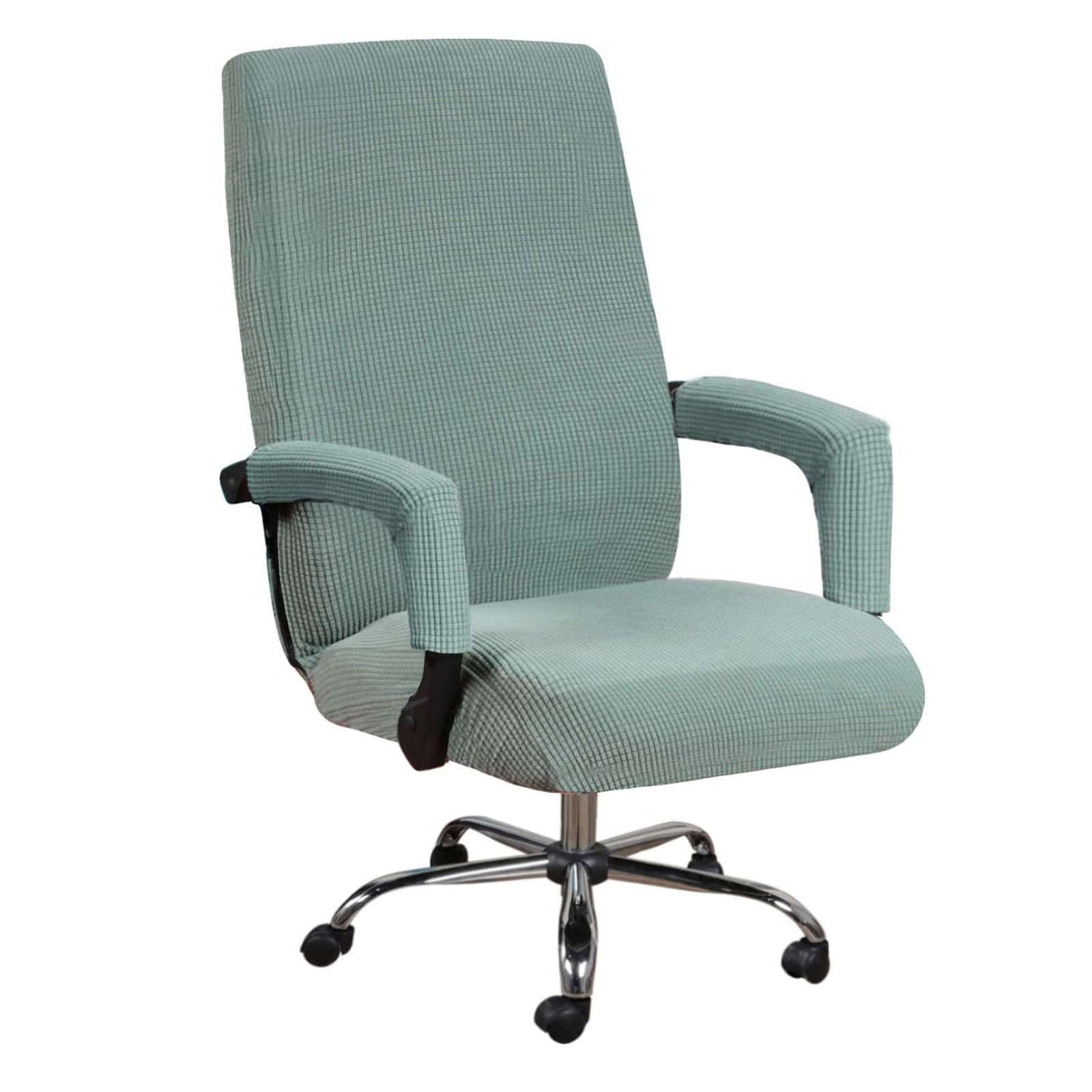JHLD Spandex Office Chair Covers, Stretch Computer Office Chair Covers Jacquard Rotating Chair Slipcovers With Zippers Removable Washable For Computer Chair-green-Large