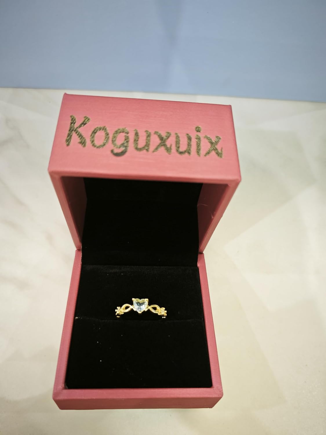 Koguxuix 14k Gold Red Ruby Love Heart CZ Crystal Diamond Rings Fairy Style Elegant Red Zircon Peach Heart Ring Women Anniversary Engagement Wedding Gemstone Rings for Women Size 6-10(8) - Image 2