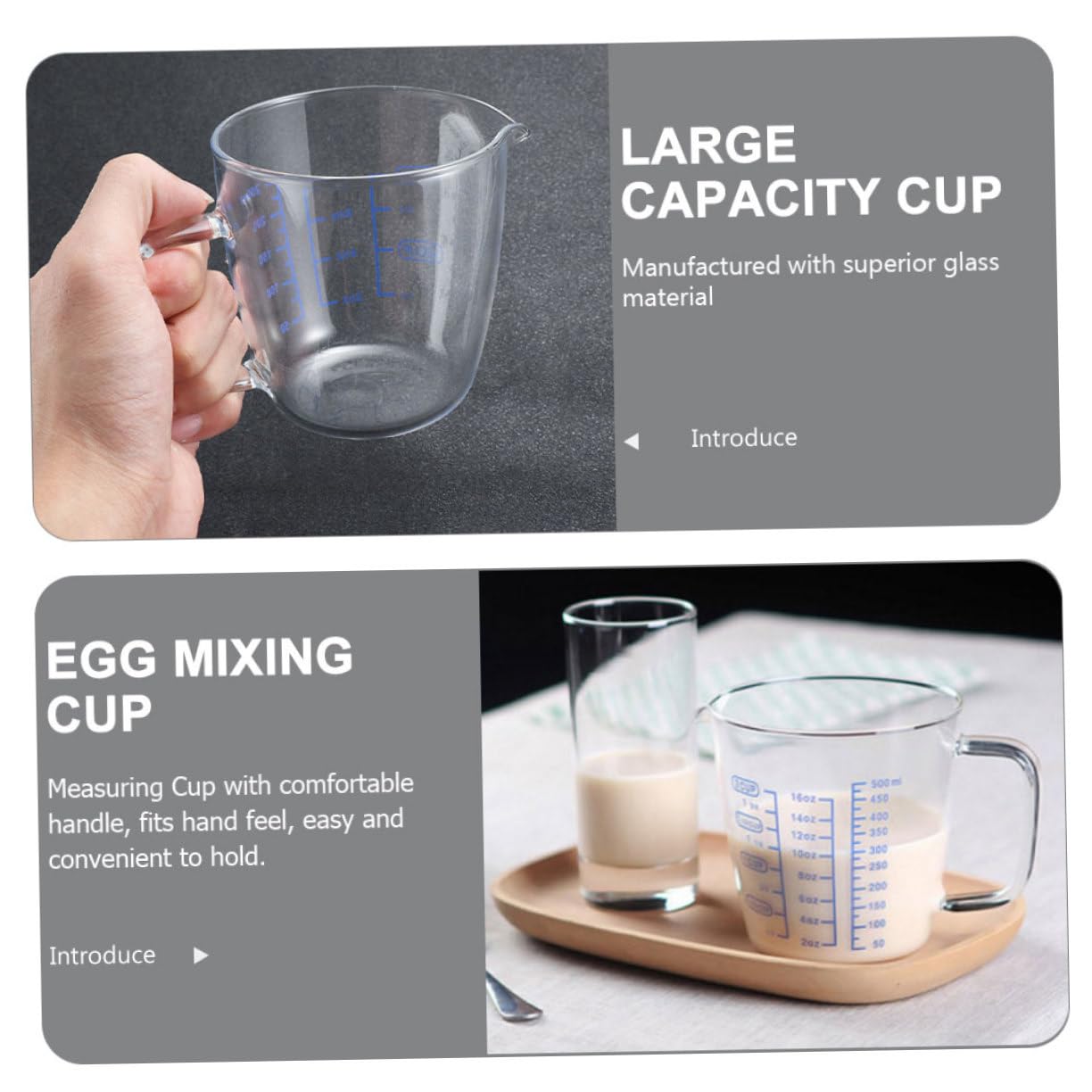 2 pièces Tasse à Mesurer Graduée Verre Borosilicate de Pratique pour Baking et Mesure de et Facile à Nettoyer