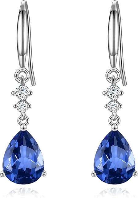 Sterling Silver Dangle Earrings for Women, Hypoallergenic Cubic Zirconia Teardrop Dangle Drop CZ Earring Jewellery Gifts for Girls, Silver / Gold