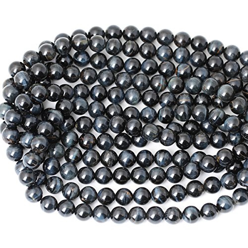 Cheavian 35Pcs 10Mm Natural Blue Tiger Eye Gemstone Round Loose Beads For Jewelry Making Diy Findings 1 Strand 15" #TOP2