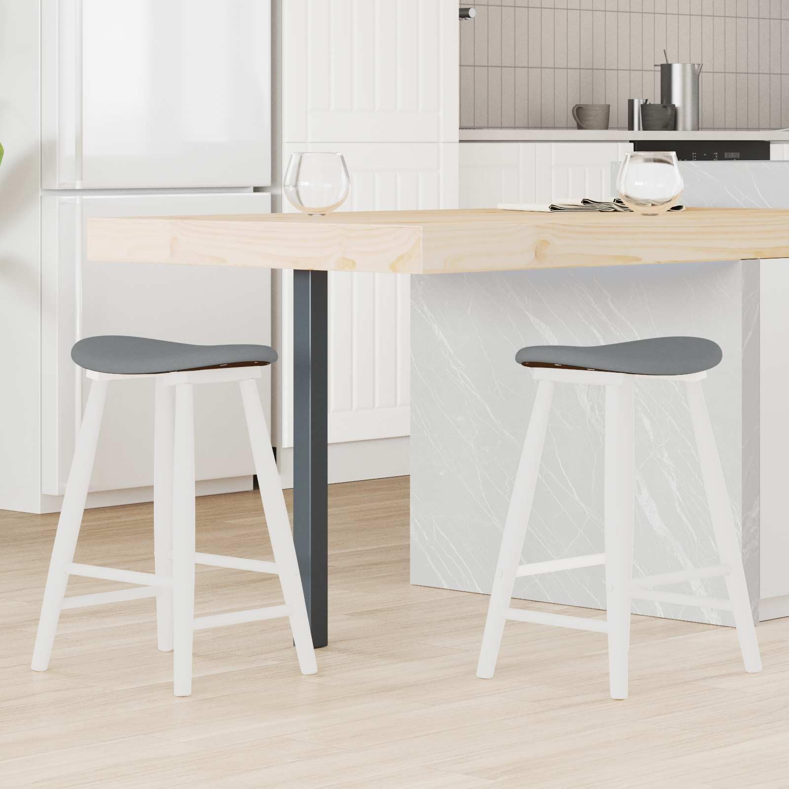 Juego de 2 sillas de comedor, color blanco, 46 x 37 x 63 cm, madera de caucho maciza, para una experiencia de asiento cómoda