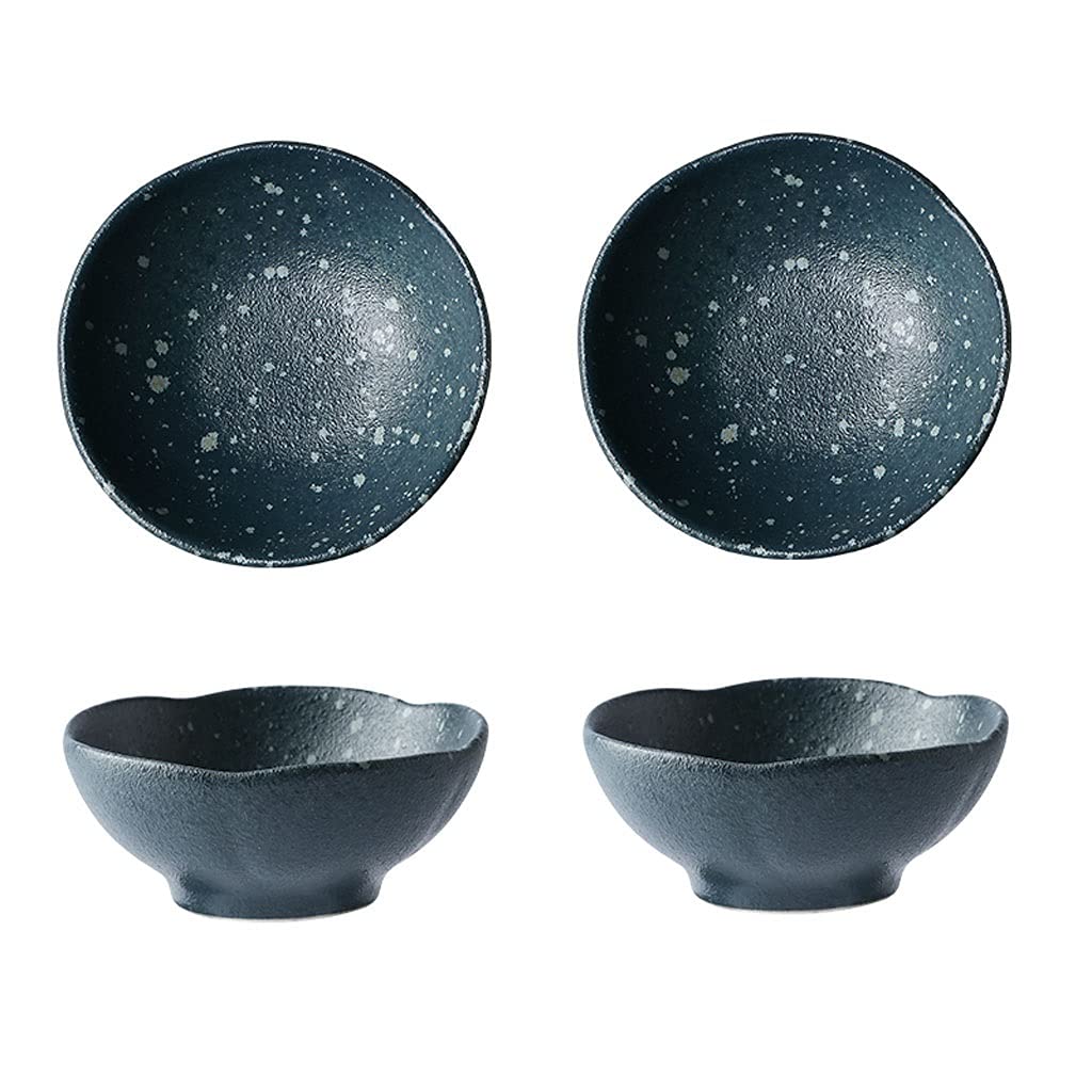 WOTZOV Sauce Dish 2Pack Sauce Dish Set Ceramic Appetizer Plates Dipping Bowls Mini Condiment Porelain Saucer Bowl Soy Sauce Dish Vinegar Snack Seasoning Salad Dipping Bowls，B
