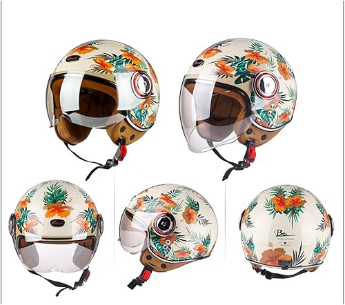 Miniatura 2 de Casco de motocicleta eléctrica, casco vintage para mujer y hombre, casco de motocicleta de cara abierta de estilo retro, certificado DOT/ECE, casco