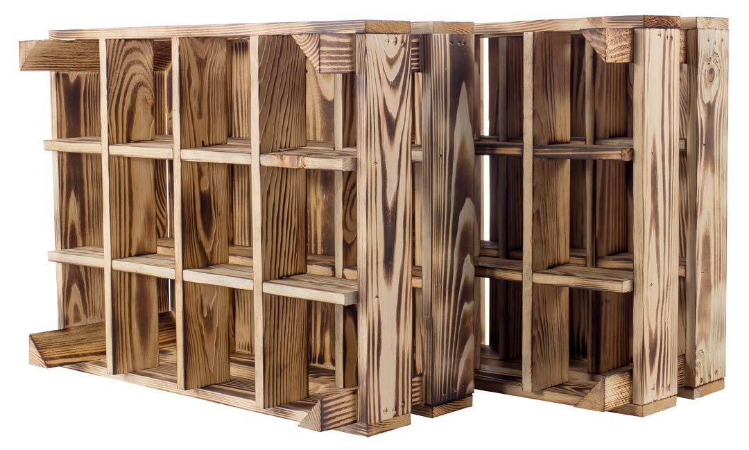 4x GEFLAMMTER FÄCHERSCHRANK - NEU - 50x40x23 cm - Allzweckkiste, Setzkasten, sortiert durch 12 Fächer, ideal für Flaschen, Wein