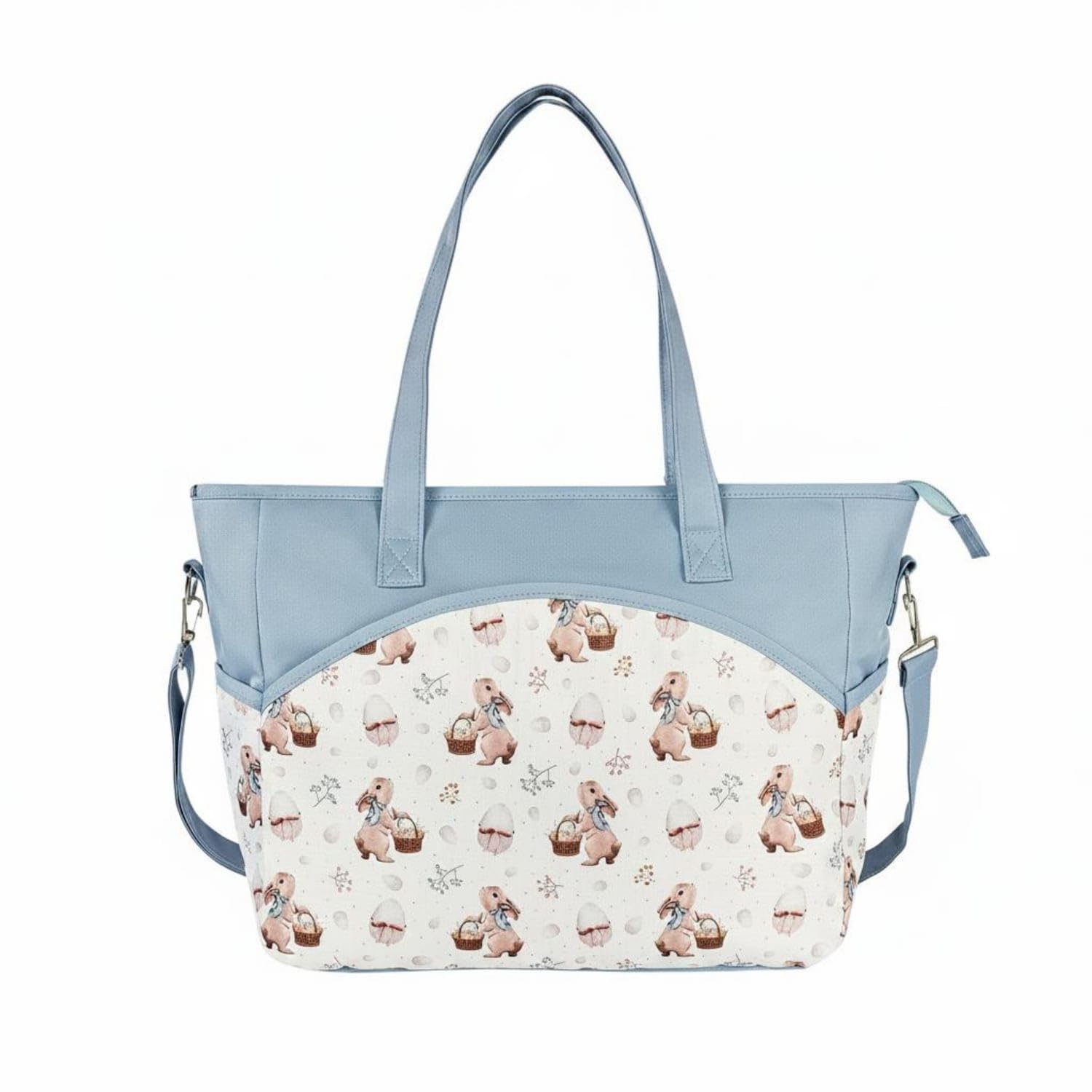 MYADDICTION Polyester Maternity Tote Bag Adjustable Shoulder Strap Waterproof Maternity Bag Zippered Top Structured for Mothers Women, New Parents, Outings, Easter Bunny-image-16