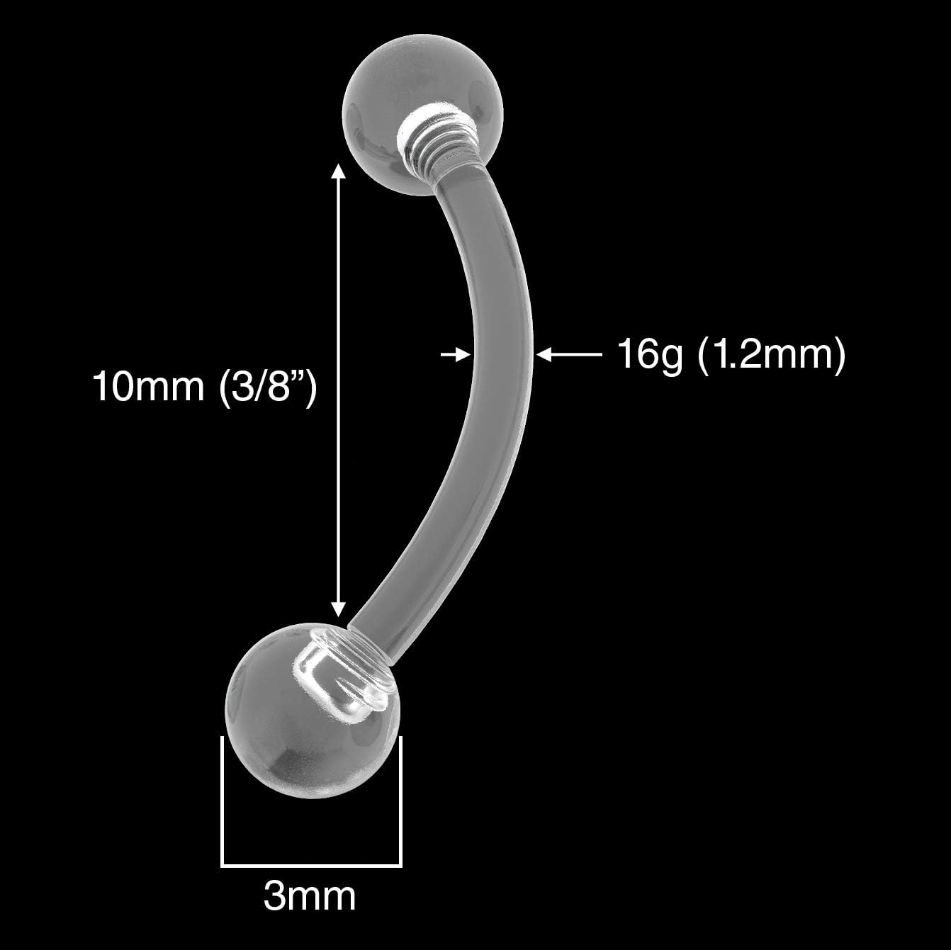 4pc 16g Lip Piercing Retainer Nose Daith Cartilage Tongue Labret Clear Retainers Tragus Eyebrow Nostril Septum Ear Plastic Conch 16 Gauge Rook Cheek Medusa Flat Monroe Helix Acrylic Curved