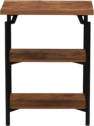 Miniatura 7 de Household Essentials Crown - Estantería estrecha de 3 estantes abiertos para almacenamiento, madera de nogal rústico y metal negro