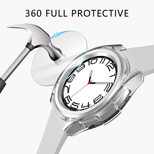 Miniatura 6 de Cuteey Paquete de 4+4 para Galaxy Watch 6 Funda protectora de pantalla de 1.732 pulgadas, accesorios, cubierta rígida de policarbonato con película