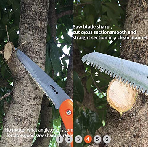 Edward Tools 7” Folding Saw - Heavy Duty Harden Triple Razor Tooth Steel - Hand Saw for Camping, Pruning, Backpacking, Survival, Outdoors, Gardening, Trees - Foldable Safety Sheath - Image 2