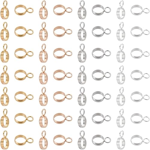 UNICRAFTALE Acerca de 80 piezas de 4 colores de anillo de acero inoxidable de cuentas de fianza encanto de 0.157 in de percha interior conectores