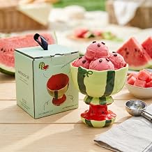 Watermelon Ceramic Fruit Bowl - Kitchen Counter Footed Pedestal Bowl