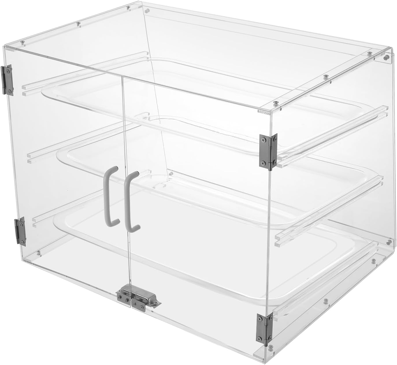 3-Tier Bakery Display, Acrylic Clear Pastry Display Case Countertop with Magnetic Door Lock & Movable Tray, Commercial Bakery Acrylic Display Case for Bakery, Coffee Snack Shop21.26" X 17.32" X 16.54"