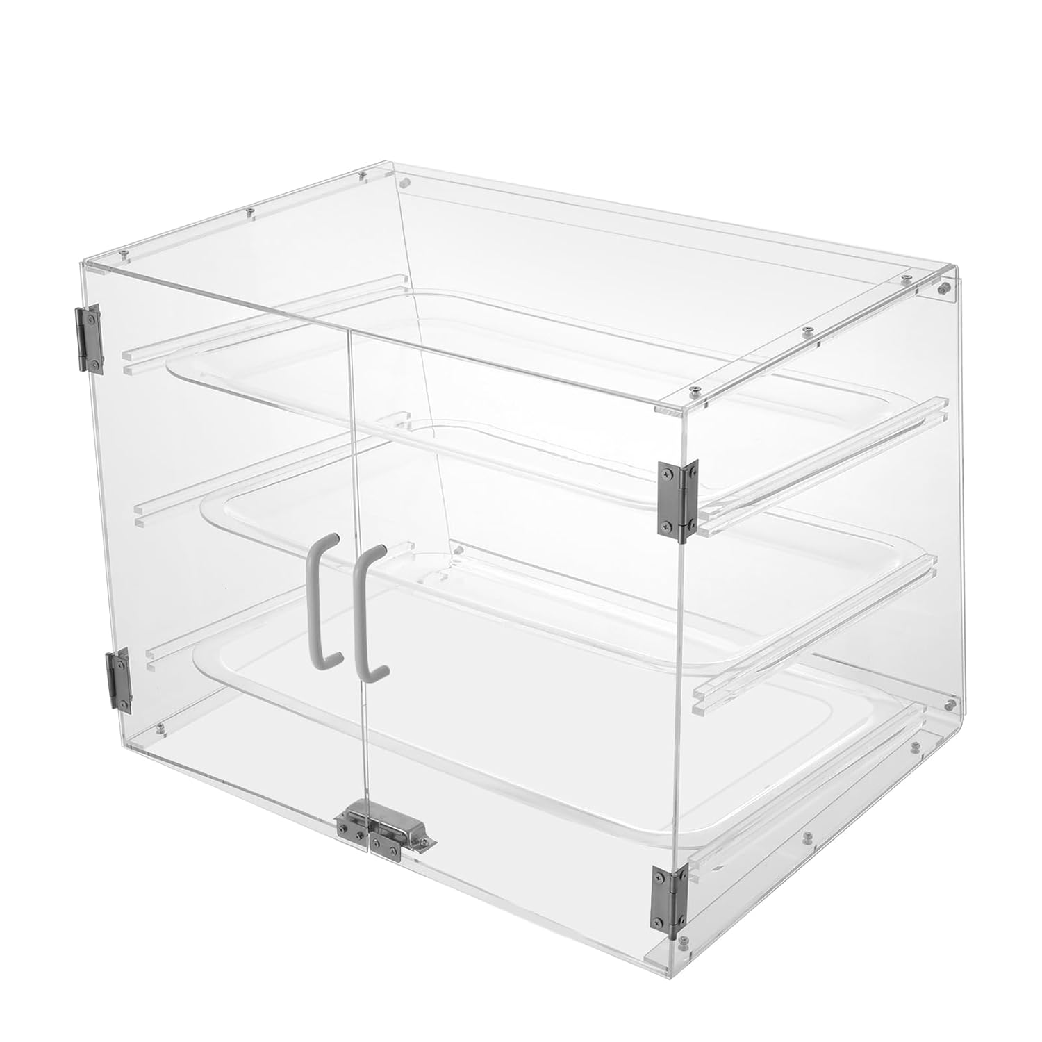 Bakery Display Case, 3 Tray Pastry Display Case, Bread Box for Kitchen Countertop, Acrylic Clear Boxes for Bread Pastry Desserts, 21.26 x 17.32 x 16.53 in