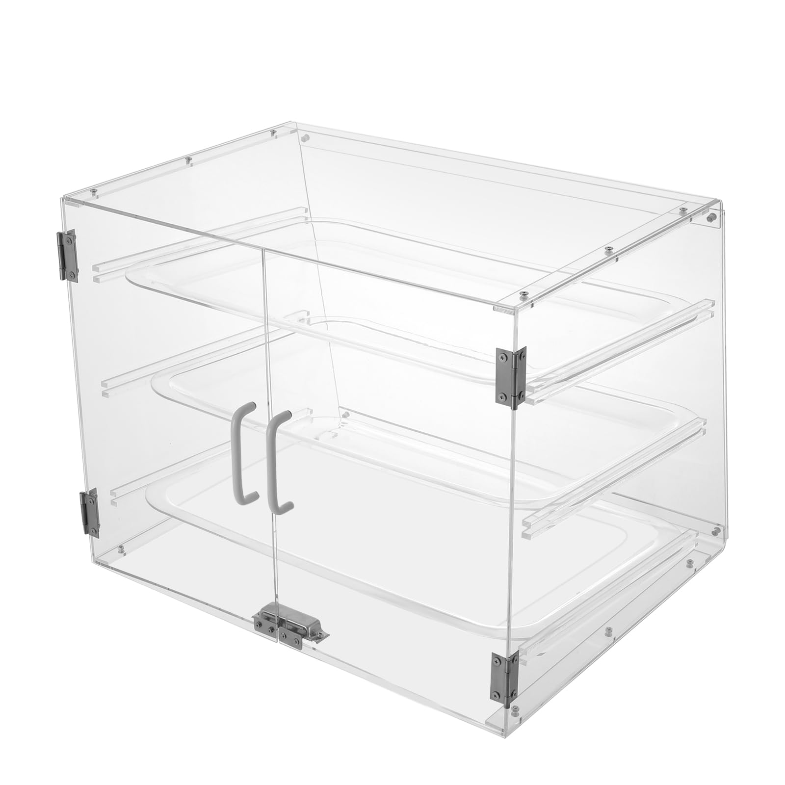 Vitrina Expositora De 3 Niveles Para Panadería, Vitrina De Acrílico Transparente Para Pasteles Con Puerta Magnética Y Bandejas Angulares Extraíbles, 5 Kg Por Estante, Organizador De Postres De