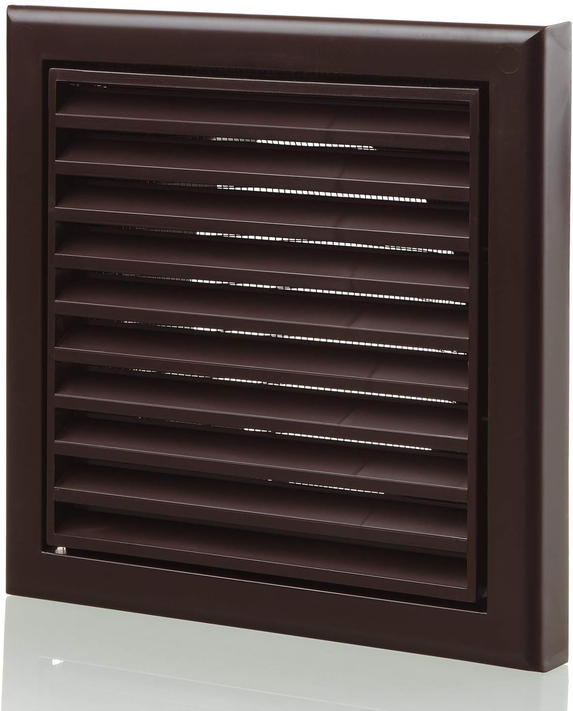 Blauberg Louvred Wall Vent Grille 185mm X 185mm 125mm - 5 Inch Brown with Flyscreen for Internal Or External Use