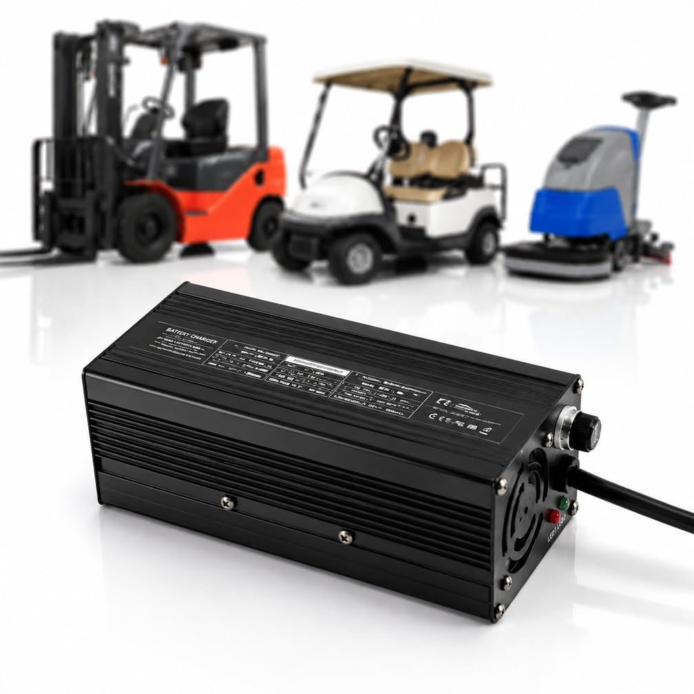 Ładowarka akumulatorów 60 V 8 A do wózków widłowych | 600 W, do akumulatorów kwasowo-ołowiowych z wieloma opcjami złącza, do wózków widłowych, paletowych i nożycowych