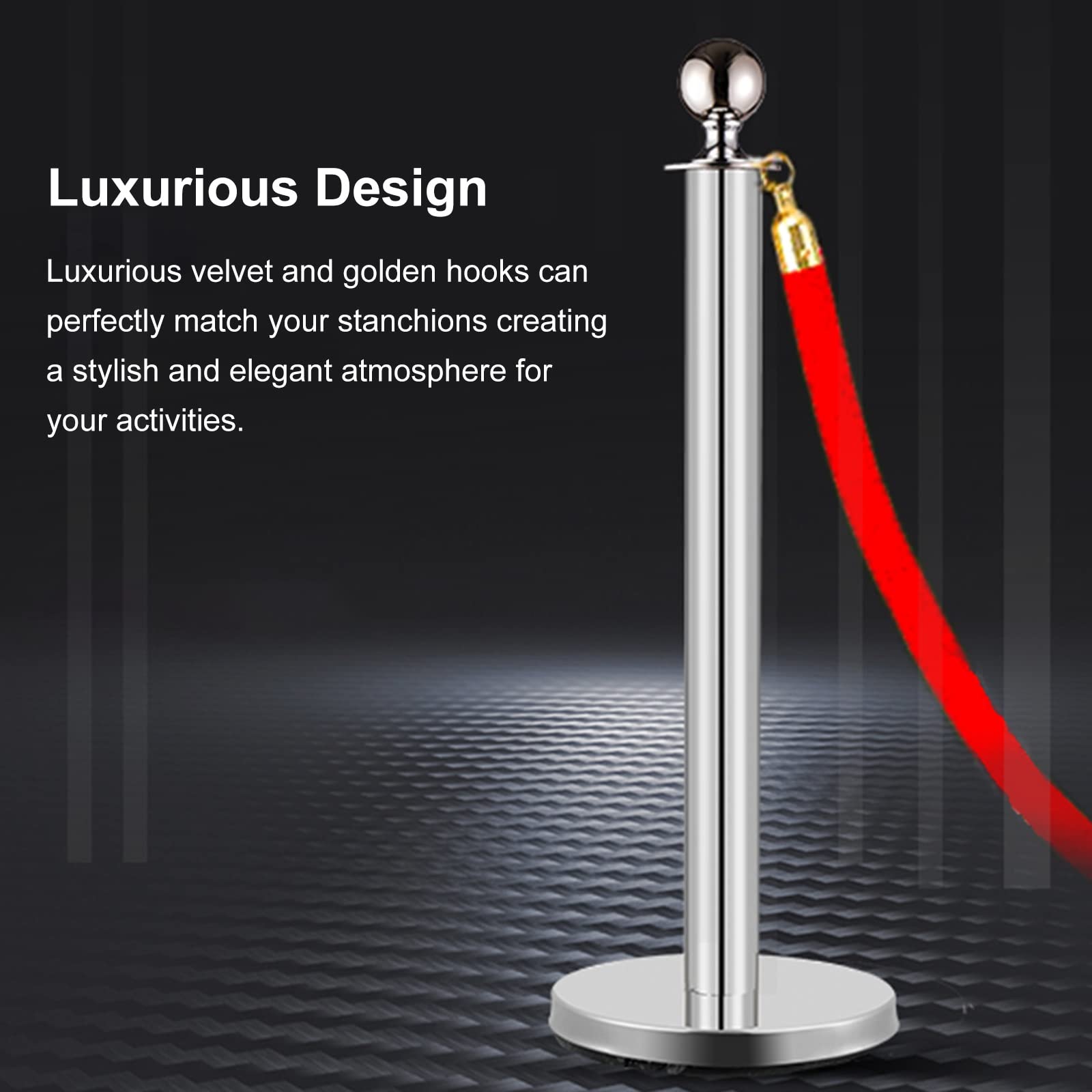 2 Stück Samt Absperrkordel - Velourseil Mit Haken Für Veranstaltungen Und Hotels