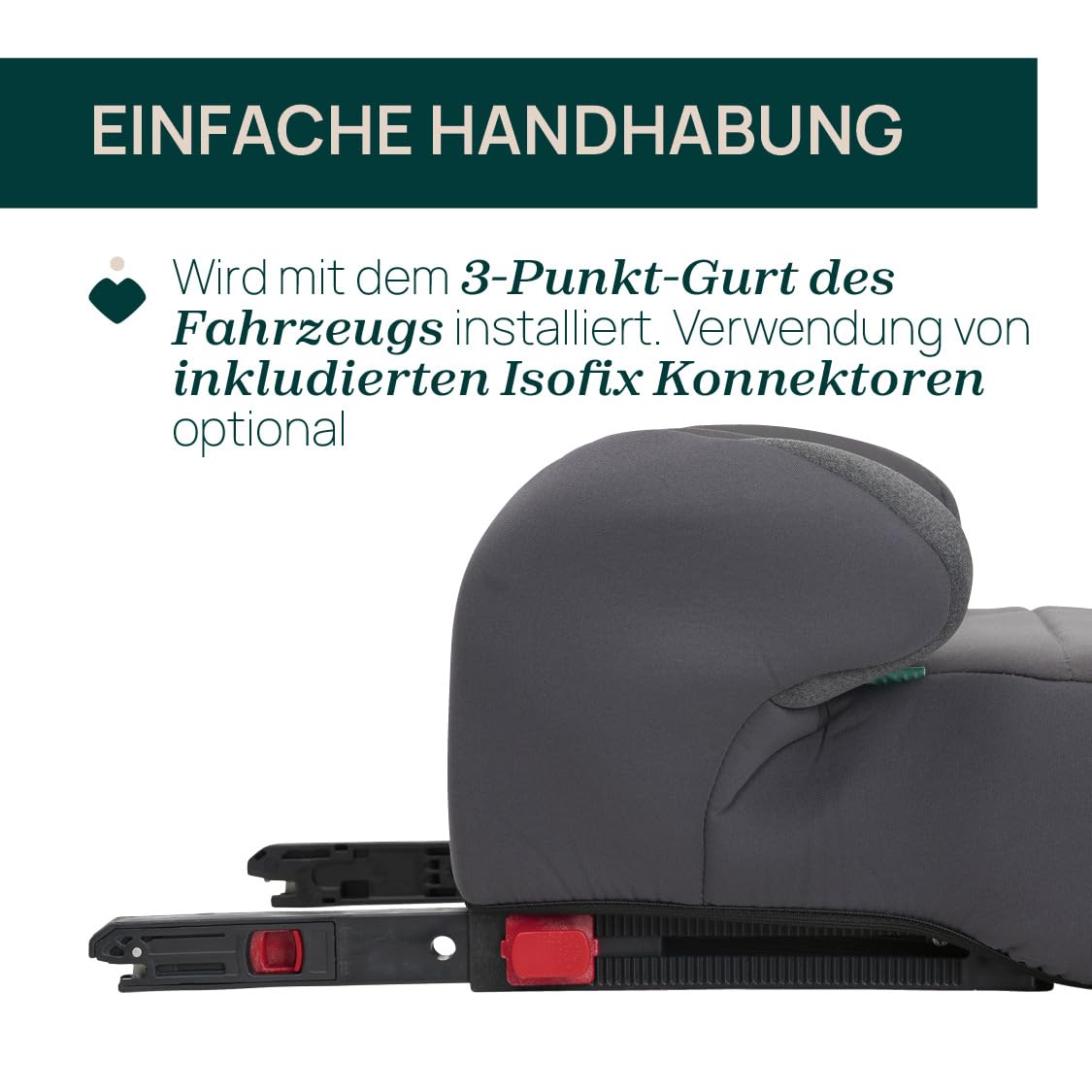 Chicco Quasar Fix i-Size, Kindersitzerhöhung 7-12 Jahre (126-150 cm), Einbau über den 3-Punkt-Gurt, Gewicht 23-36 kg, Gruppe 3, mit Gurtführung, gepolsterten Armlehnen und komfortablem Sitz, Grau