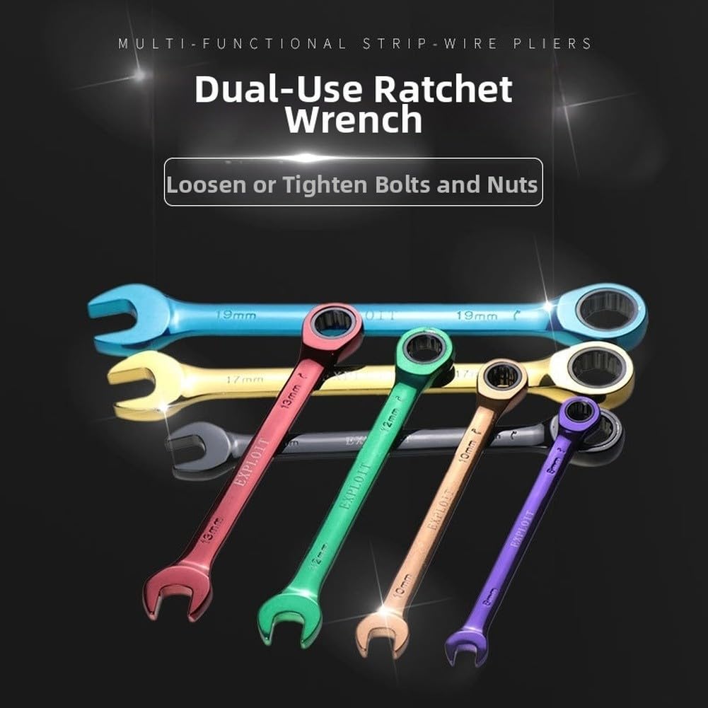 Set di chiavi a cricchetto a 72 denti in acciaio al cromo vanadio, design a doppia testa con manici colorati per una riparazione automatica efficiente (B)