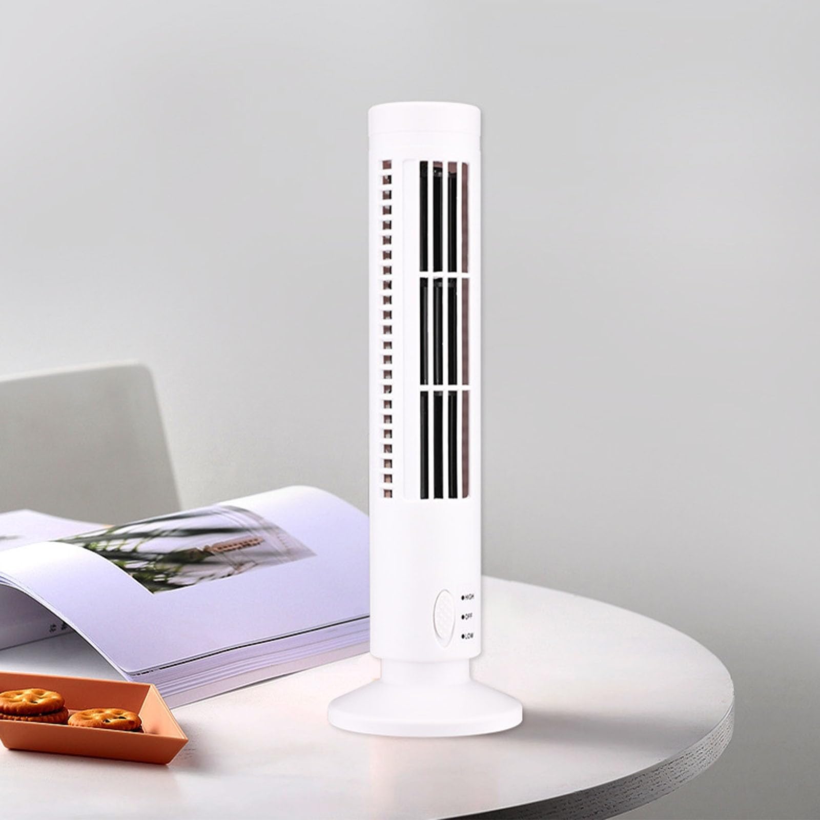 Ventilatore a torre senza pale, con ricarica USB, portatile, con luce notturna morbida, per casa, ufficio e camera da letto, ideale per uso interno