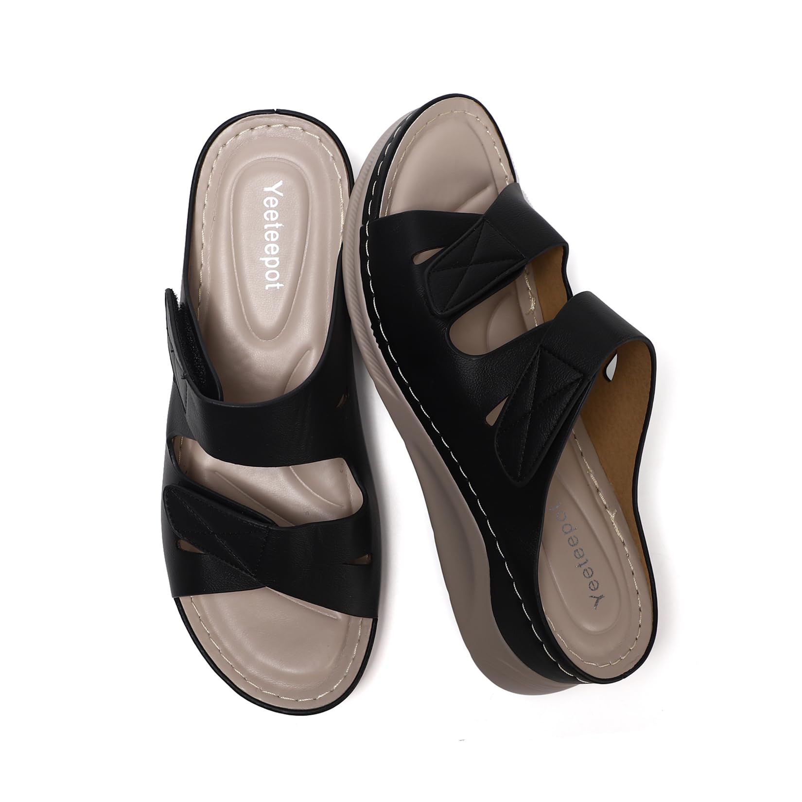 Sandales Femme Compensées Chaussons Bout Ouvert Plateforme Chaussures Orthopédique Pantoufles Léger Antidérapante Claquettes