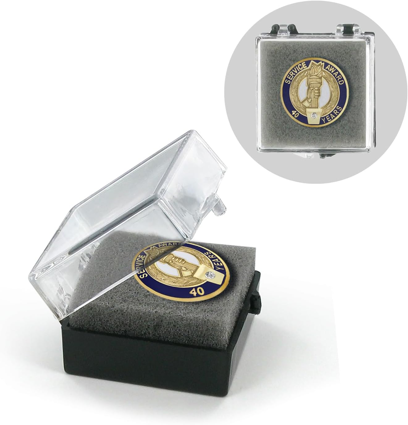 SHOP AWARDS AND GIFTS Service Award Enamel Lapel Pins, Appreciation Employee Recognition Work Military Teacher Volunteer, Gift Boxed, 3/4 Inch