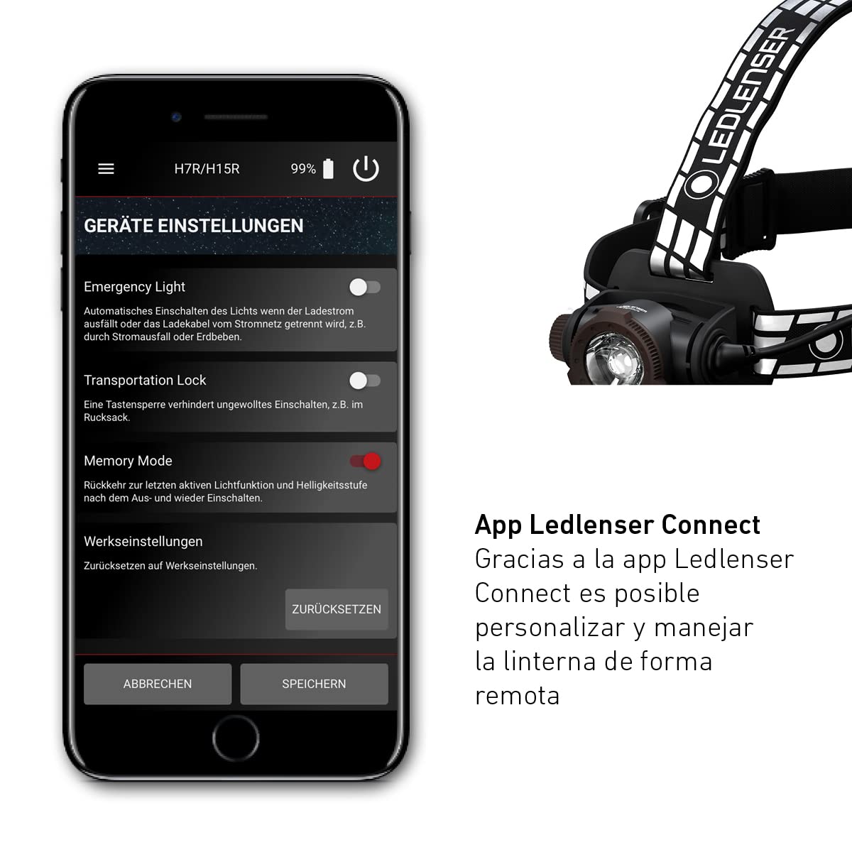 Ledlenser H7R Signature Linterna Frontal Recargable, 1200lm, Alance 260m | Enfoque ajustable, Bluetooth, hasta 65h de autonomía, intensidad regulable, IP67, ideal para deportes outdoor | 2020