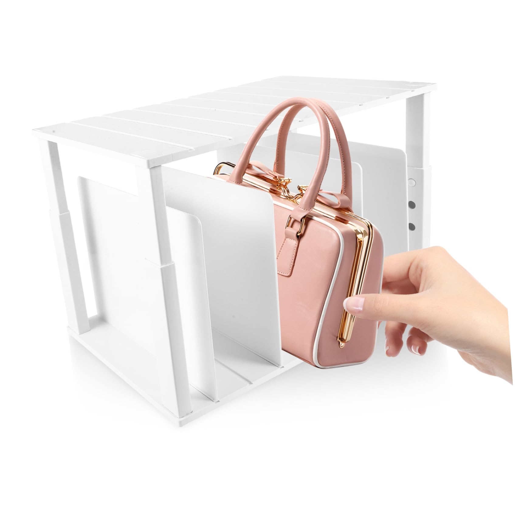 Organizador de Armario de Doble Capa Blanco 4 Separadores Abs | Divisor de Estantes Ajustable, Bordes Redondeados sin Rebabas, Base Estable Antideslizante