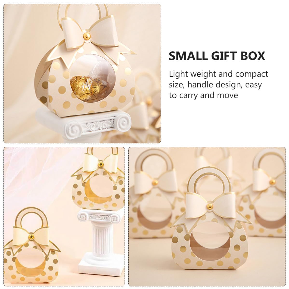 Alasum Leichte Geschenkverpackung mit Griff und Transparentem Fenster 50 Stück Kreative Hochzeitsbonbon Papierbox in Khaki für Partys und Hochzeiten