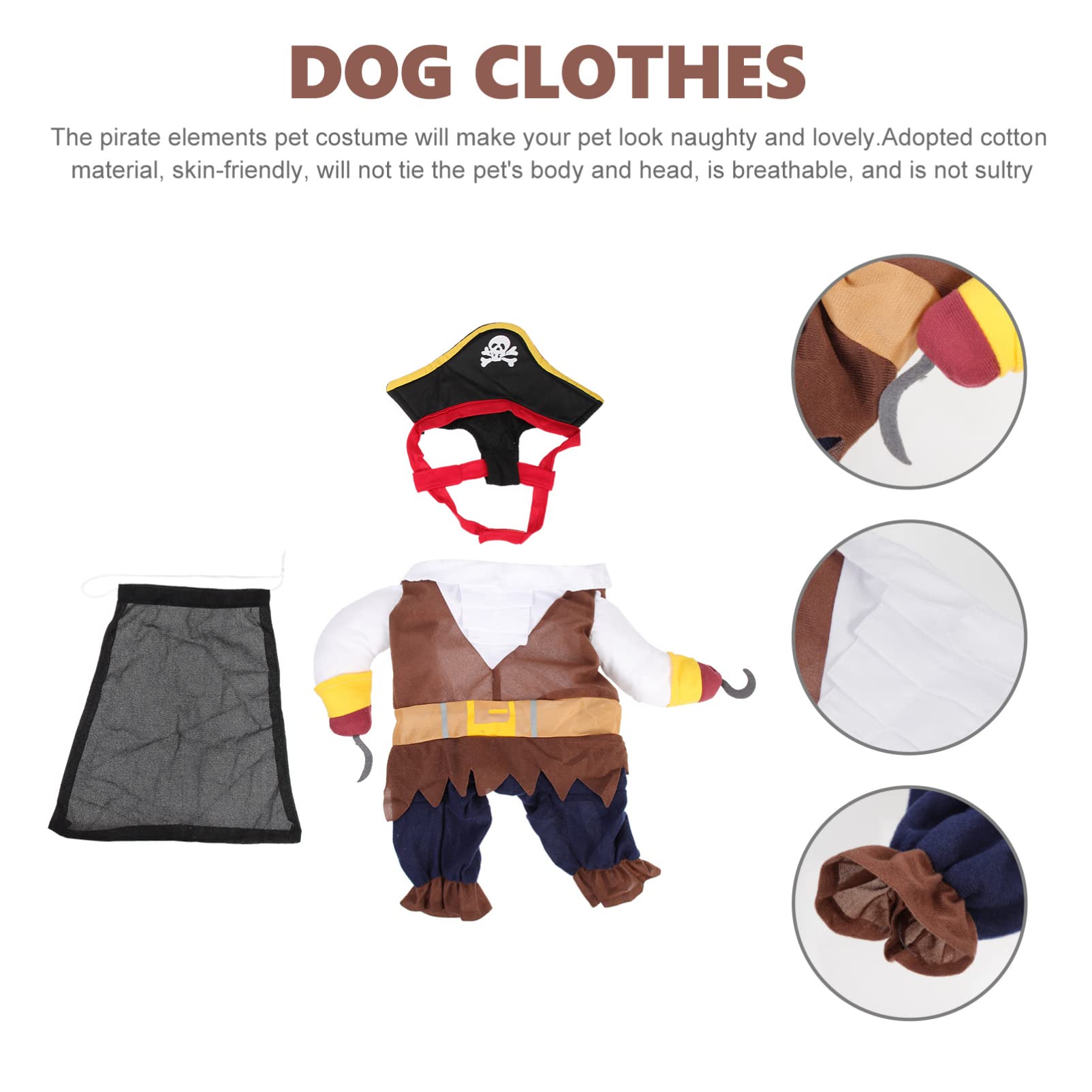 Mipcase 5sets Costume Da Cane Pirata Per Halloween Abbigliamento Per Cappello Da Pirata Per e Fotografici Media