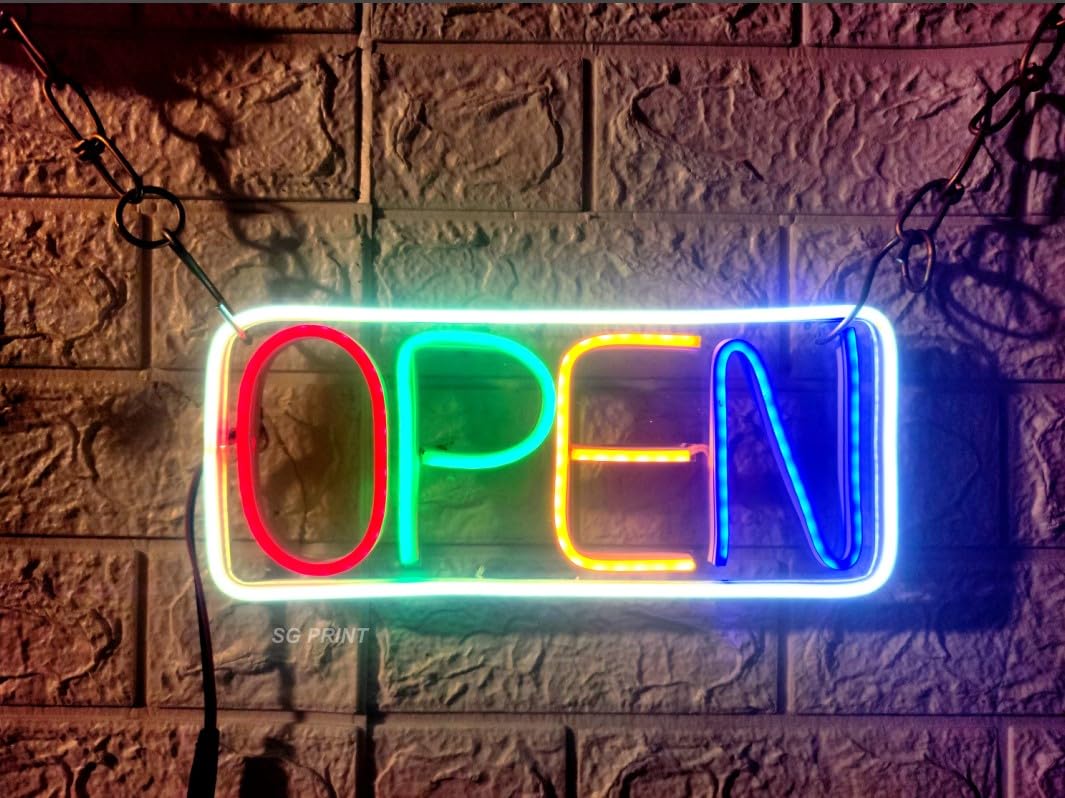 SG PRINT Open Neon Sign, Neon Bar Sign, Neon Signs Lights, Open Logo Shop, Business Store Sign, for Restaurant Shop Door Sign Decorate(12X8) multicolor-image-19