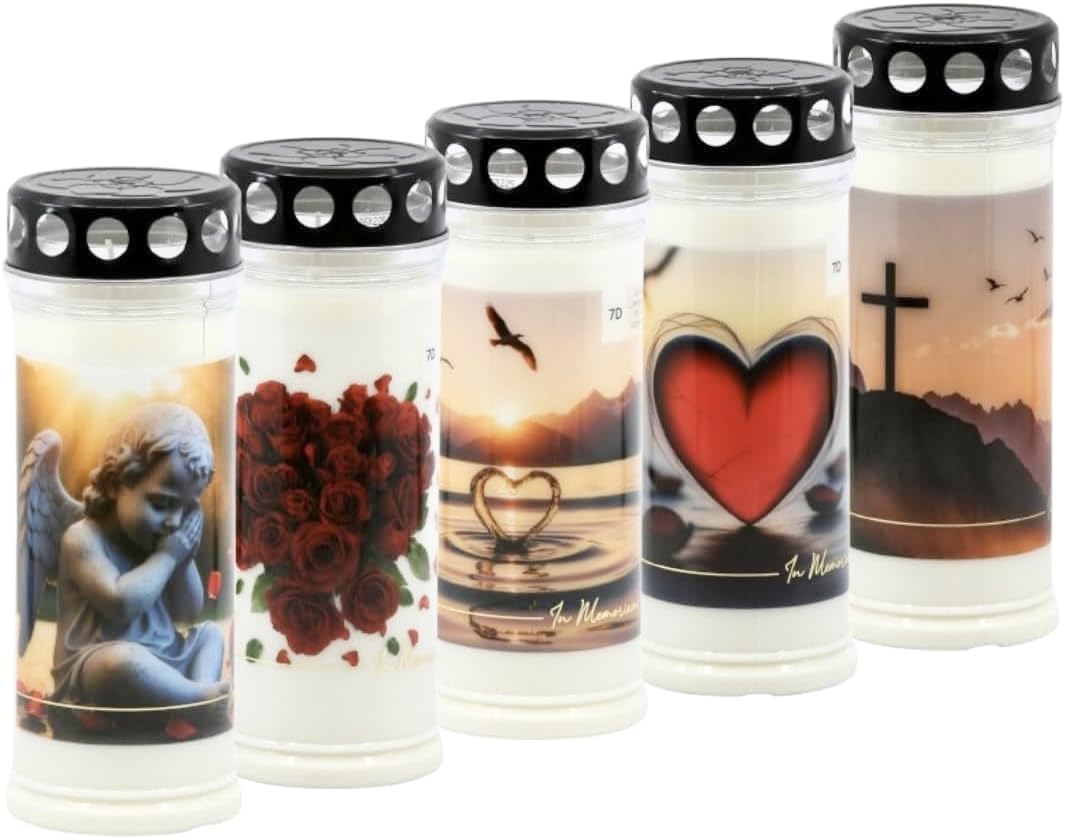 Horeca Candles - Bougies Funéraires avec Couvercle Protecteur - Durée 7 Jours - Lot de 12