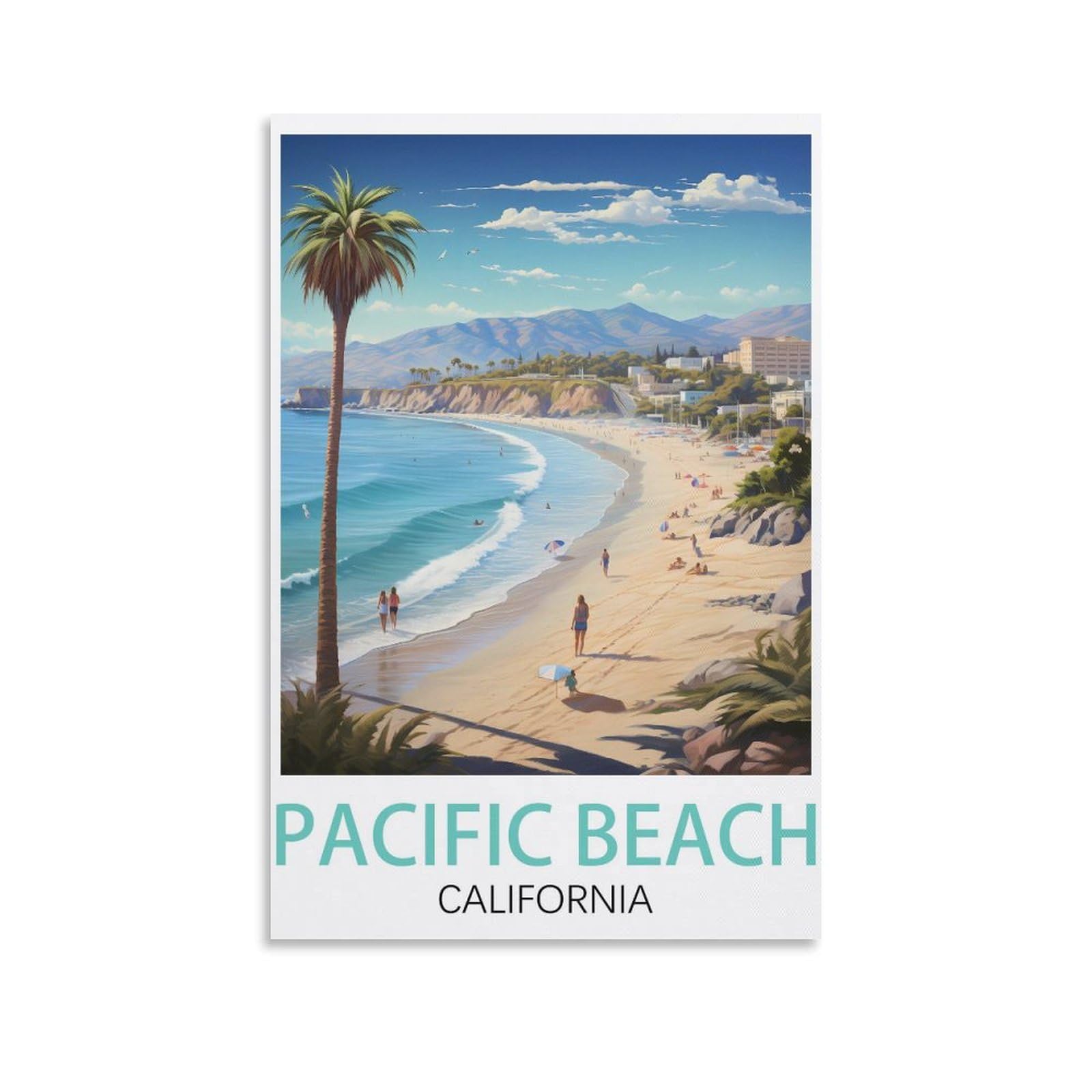 EZMLFA 5D Diamond Painting Kits for Adults,Pacific Beach Californias,Diamond Painting,Landscape Gem Art Kits Adult and Crafts Home Decor 50x60cm