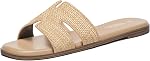Rihero Women's Dressy Flat Sandals Comfortable Slip On Leather Slide Sandals