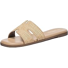 Women's Dressy Flat Sandals Comfortable Slip On Leather Slide Sandals