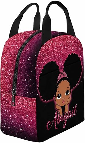 Miniatura 1 de Bolsa de almuerzo con nombre personalizado, diseño de princesa con diseño de princesa con aislamiento personalizado para Dauhgter hijo, lonchera