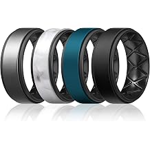 Silicone Wedding Ring by marrimi, Premium Silicone Mens Wedding Band, Flexible, Skin Safe and Comfortable, Silicone, No Gemstone