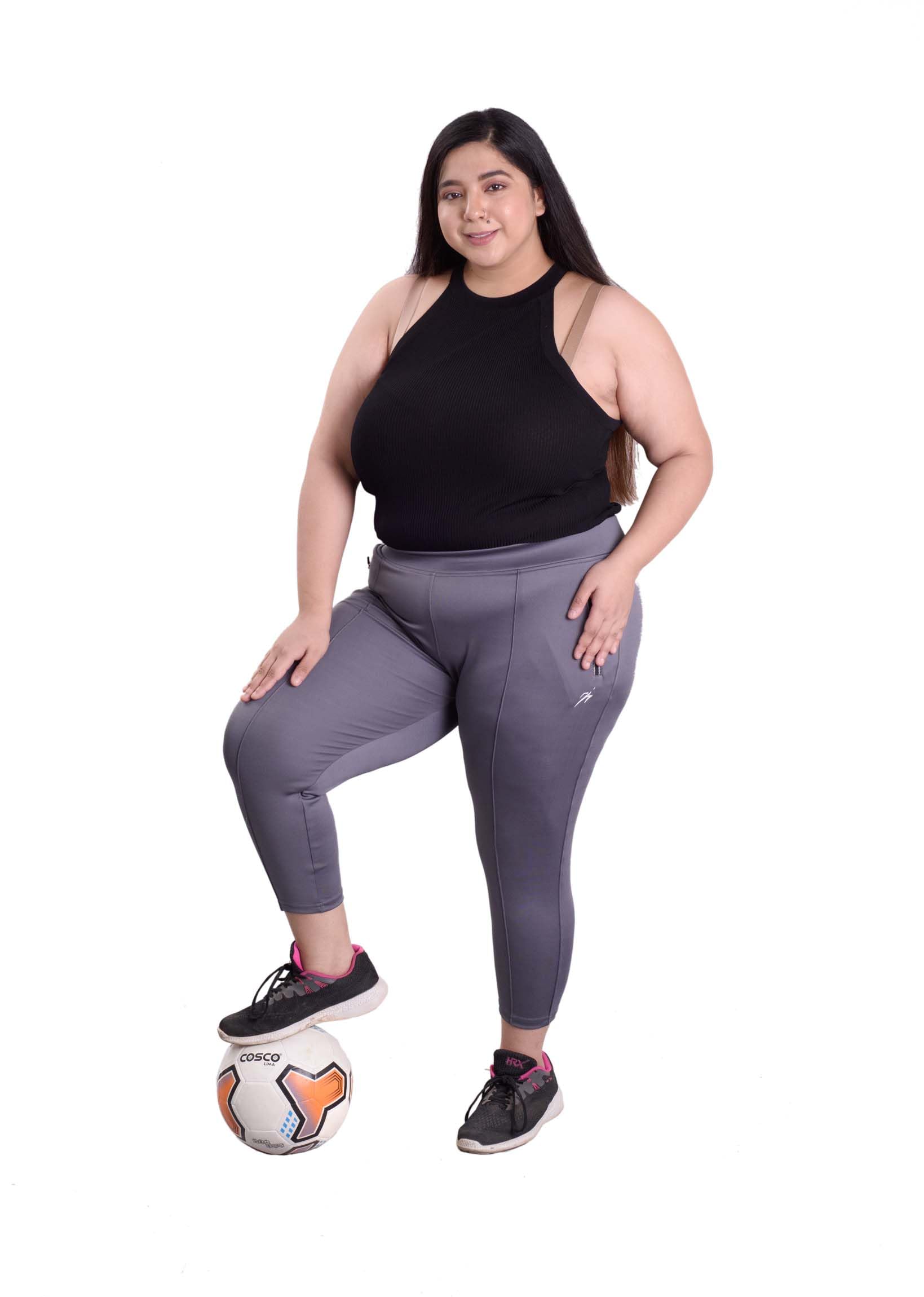 keepfit Rapid Dry N9 Antibacterial Athleisure Plus Size Zipper Pocket Tights for Women & Girls-picture-12