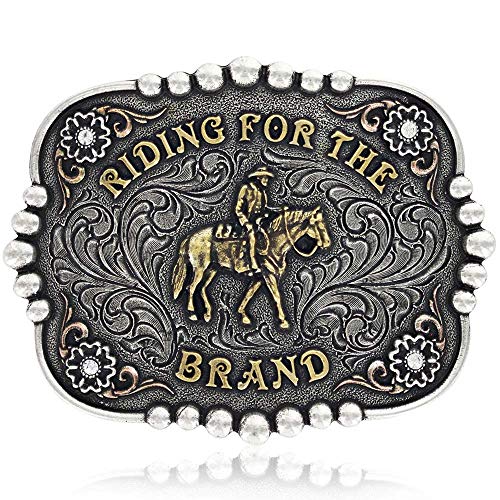 Montana Silversmiths Southwest Collection Attitude Western Belt Buckle (Riding for the Brand - Silver)