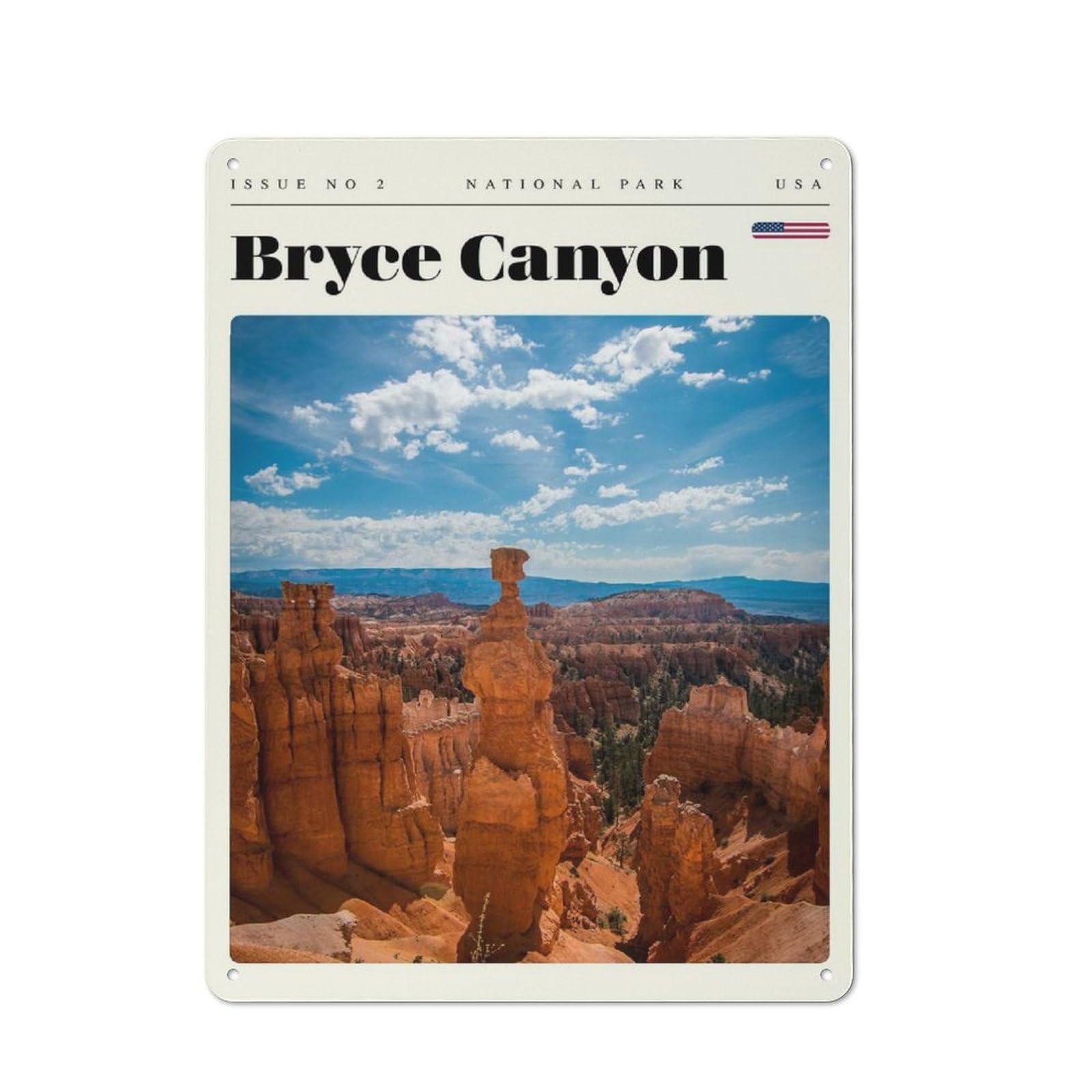 Junmoney Style-21 Retro-Style Metal Sign 40X30cm Featuring Bryce Canyon National Park Travel Art For Garage Wall, For Vintage Wall Decor Fans, For Metal Sign Collectors