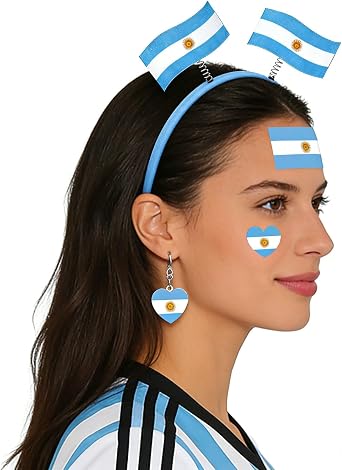 2026 World Cup Soccer Fan Accessories Set - Flag Headband, Earrings and Tattoo Tattoo Stickers for Game Day