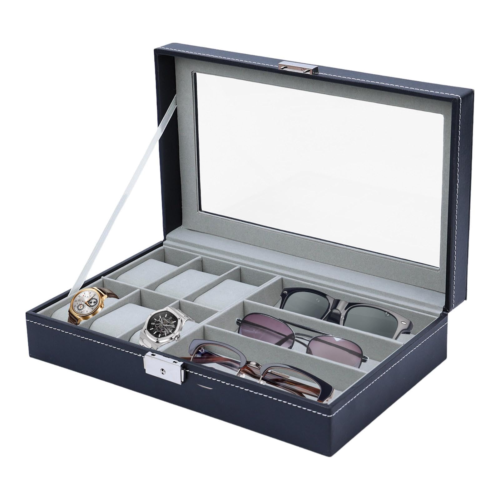 Boîte à montre et organisateur de lunettes de soleil pour homme et femme