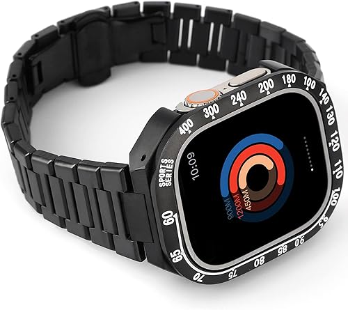 Miniatura 2 de GARTOO Correas de acero inoxidable con bisel de metal para Apple Watch Ultra de 1929in correa de repuesto de acero inoxidable de lujo con