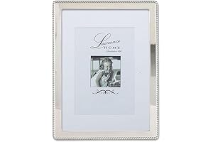 Lawrence Frames 8x10 Silver Metal Picture Frame with Ornate Beaded Border