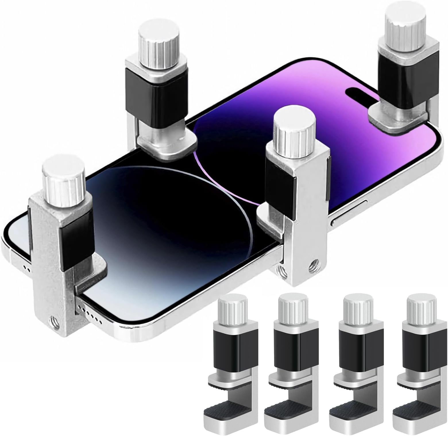 Kaisi Phone Screen Repair Tools Adjustable Fastening Clamps Clip Tools Compatible for Fixing Screen Uplift Cell Phone, iPhone, Samsung, iPad, iPod, MacBook, Laptops, Tablets, LCD Screen, 4 Pack