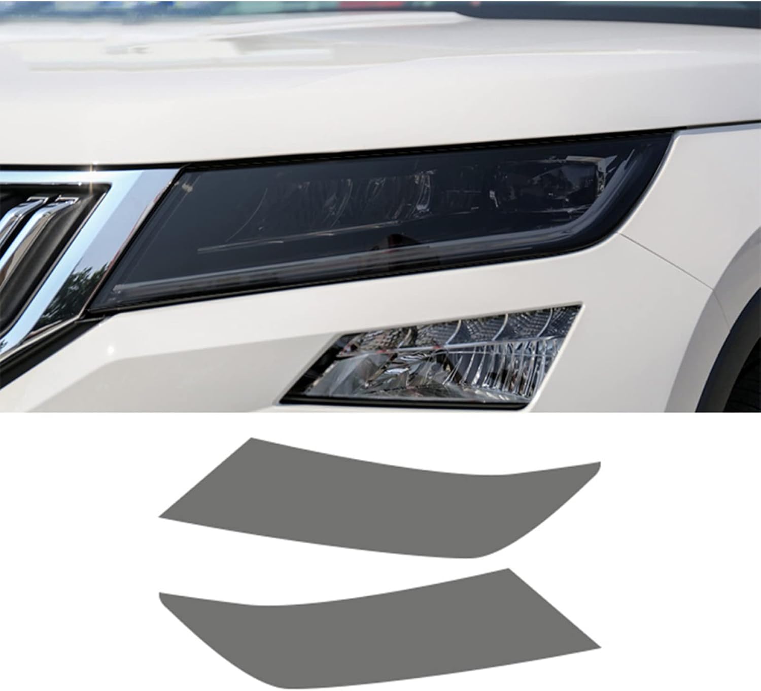 Car Headlight Protective Film for Skoda Kodiaq 2017-2021, Smoked Black Tint Wrap Vinyl Transparent TPU Sticker,Transparent